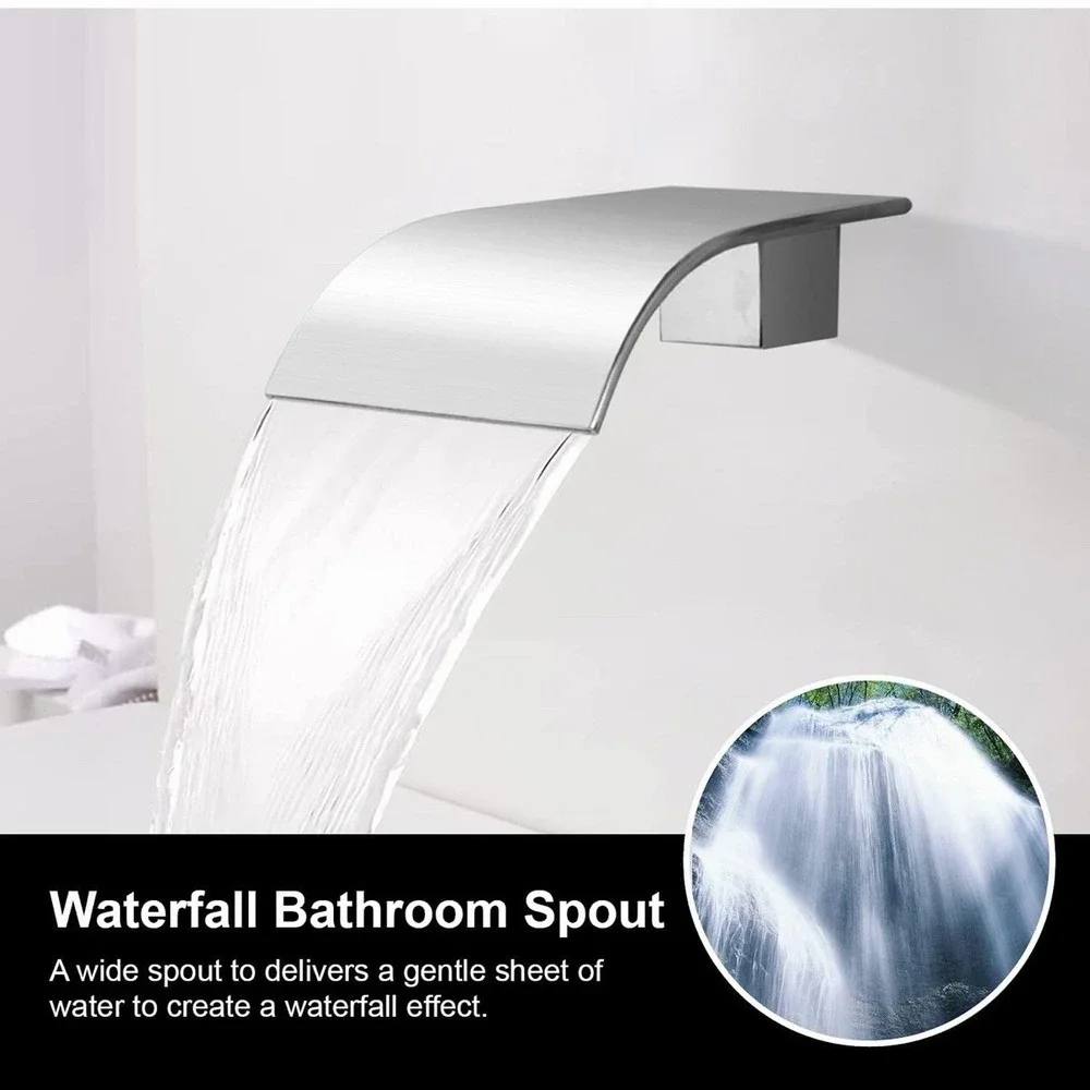 High Flow Tub Spout Wall Mounted Bathtub Faucet Filler Waterfall Spout for Ba...
